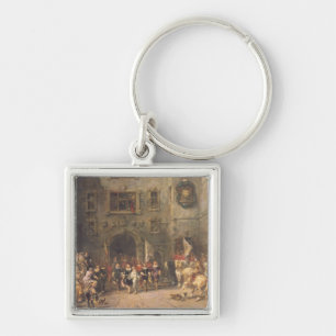 Louis XIII at the chateau of Blois, 1874 (oil on c Keychain