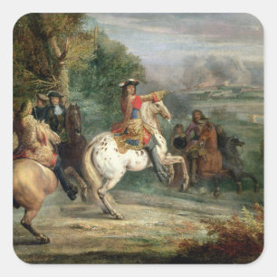 Louis XIV (1638-1715) Overseeing the Siege of a Ci Square Sticker