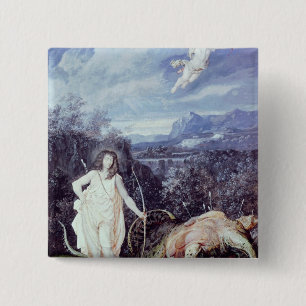 Louis XIV  as Apollo, Slayer of Python 2 Inch Square Button