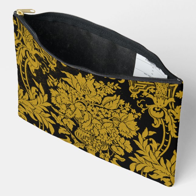 Louis XIV Golden Damask Accessory Pouch (Open)