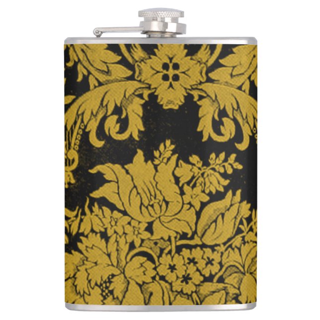 Louis XIV Golden Damask Pattern Hip Flask (Front)
