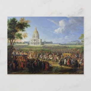 Louis XIV his Entourage Visiting Les Invalides Postcard