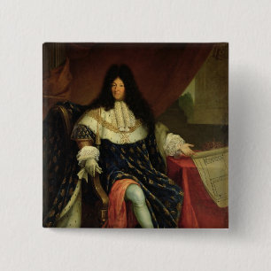 Louis XIV Holding a Plan of the Maison Royale 2 Inch Square Button