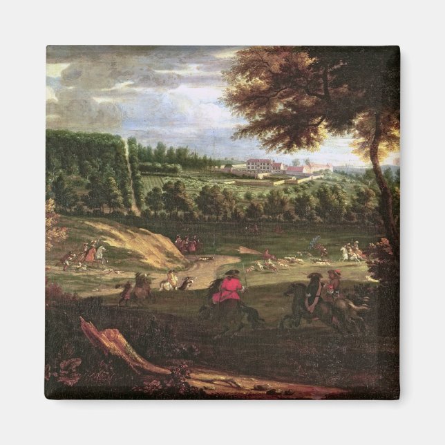Louis XIV  Hunting at Marly with a View Magnet (Front)