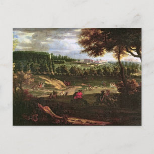 Louis XIV  Hunting at Marly with a View Postcard