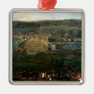 Louis XIV hunting near chateau of Fontainebleau Metal Ornament