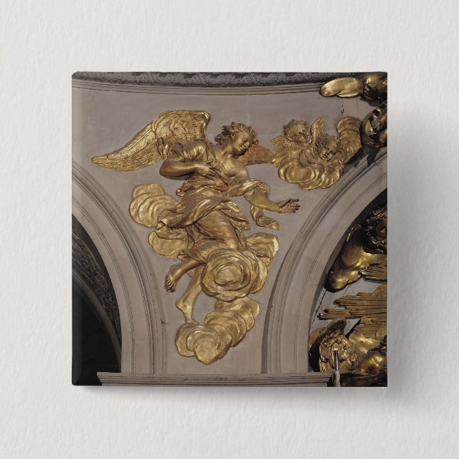 Louis XIV style angel, from the arch 2 Inch Square Button (Front)