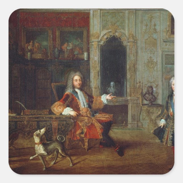 Louis XV  and the Regent, Philippe II Square Sticker (Front)
