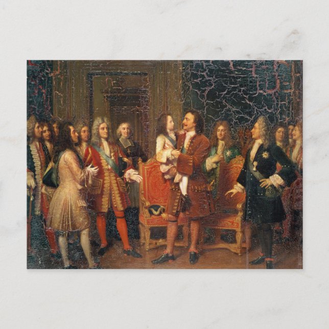 Louis XV  Visiting Peter I Postcard (Front)