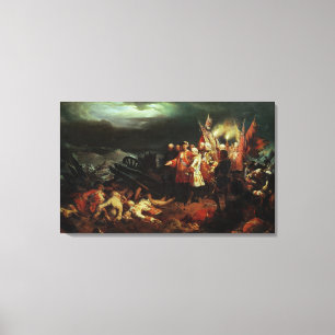 Louis XV  Visiting the Field of Battle Canvas Print