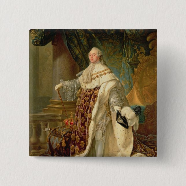 Louis XVI (1754-93) (oil on canvas) 2 Inch Square Button (Front)