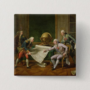 Louis XVI  Giving Instructions to La Perouse 2 Inch Square Button