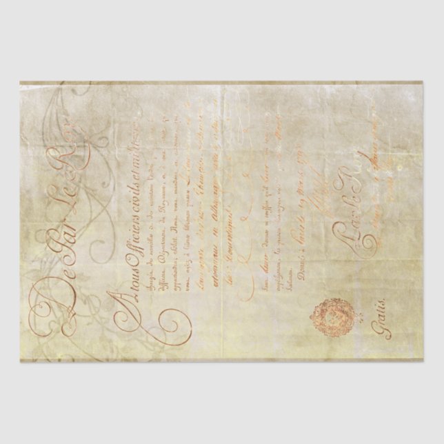 Louis XVI, King of France Script Permit Tissue Paper (Front)