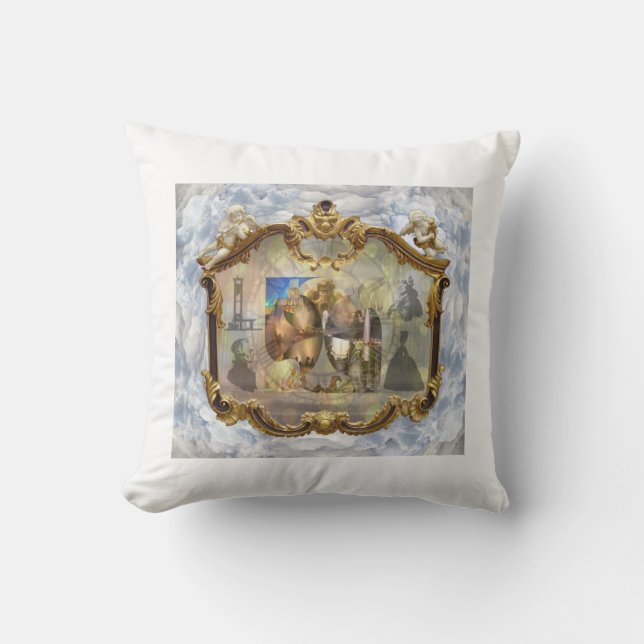 Louis XVI & Marie Antoinette Clouded Mirror 2 Throw Pillow (Front)