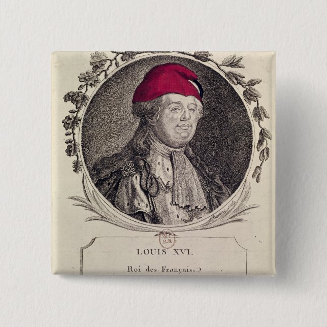 Louis XVI  wearing a phrygian bonnet 2 Inch Square Button (Front)