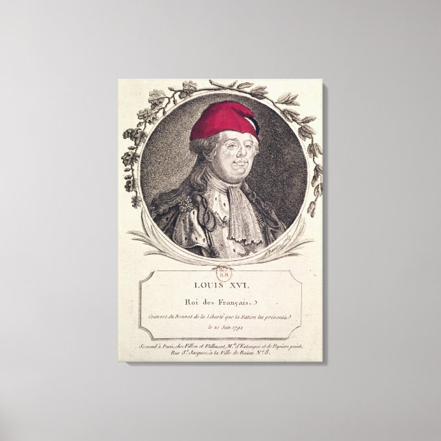 Louis XVI  wearing a phrygian bonnet Canvas Print (Front)