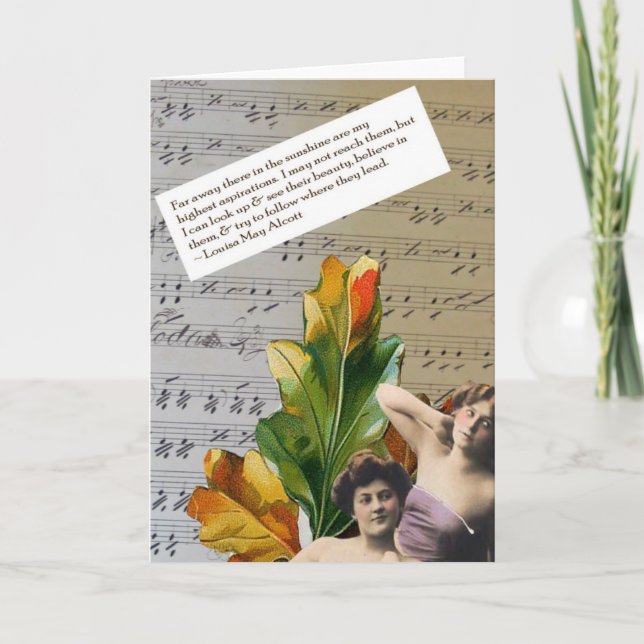 Louisa Mae Alcott Quote Collage Greeting Card (Front)
