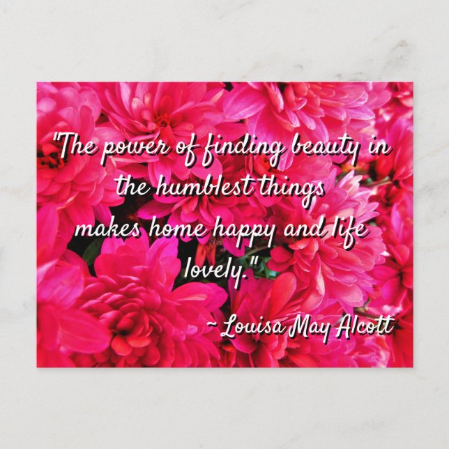 Louisa May Alcott Cite Humble Beauty Carte Postale (Devant)