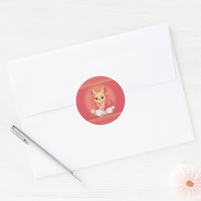 Louisa the Kangaroo Cute Classic Round Sticker (Envelope)