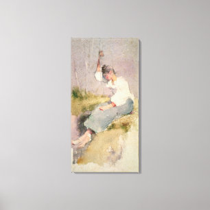 Louise, a Breton Girl (w/c on paper) Canvas Print