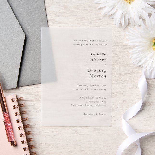 Louise Simple Modern Wedding Vellum Invitations (Wedding)
