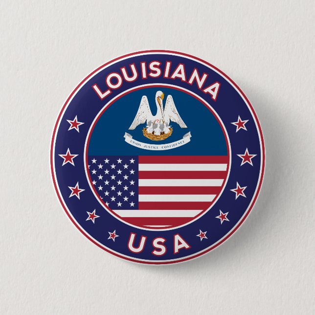 Louisiana 2 Inch Round Button (Front)