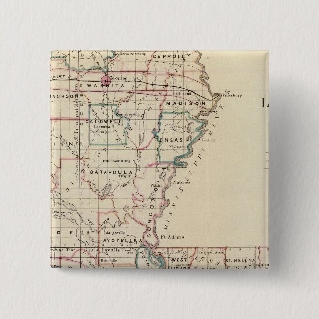 Louisiana 2 inch square button (Front)