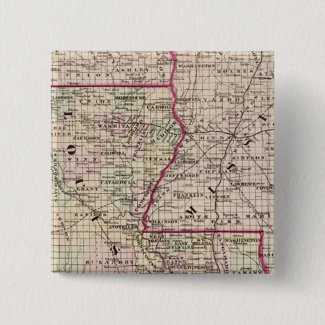 Louisiana 2 Inch Square Button (Front)