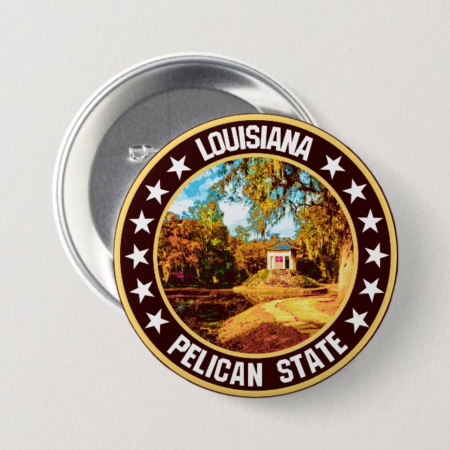 Louisiana 3 Inch Round Button (Front & Back)