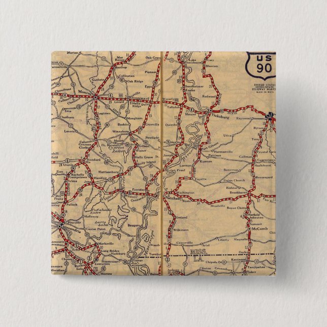 Louisiana 9 2 inch square button (Front)