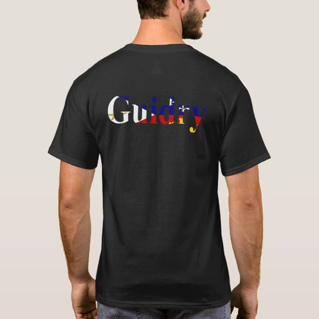 Louisiana Acadian Flag Guidry Cajun Pride Heart T-Shirt (Back)