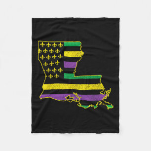 Louisiana American Flag State Map Pride Nola Mardi Fleece Blanket