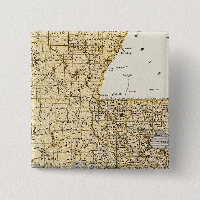 Louisiana Atlas Map 2 Inch Square Button (Front)