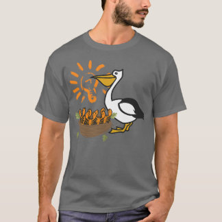 Louisiana Brown Pelican Feeding Crawfish LA Flag T-Shirt