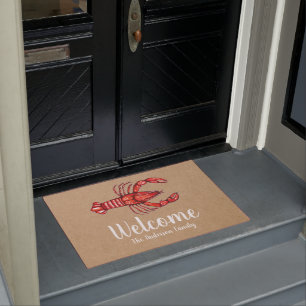 Louisiana Cajun Crawfish Personalized Welcome Doormat