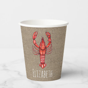 Louisiana Cajun Watercolor Crawfish Christmas Paper Cups