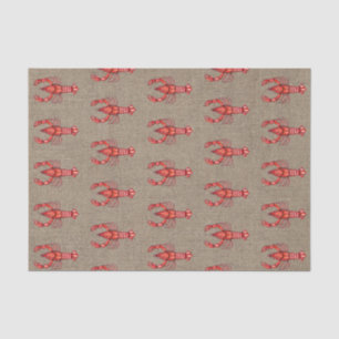 Louisiana Cajun Watercolor Crawfish Faux Burlap Tissue Paper