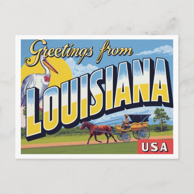 Louisiana Carriage Pelican Postcard (Front)