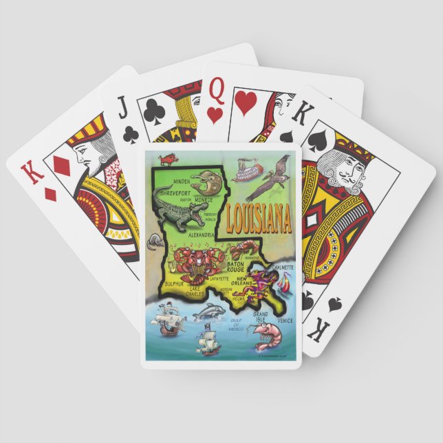 Louisiana Cartoon Map Playing Cards (Back)