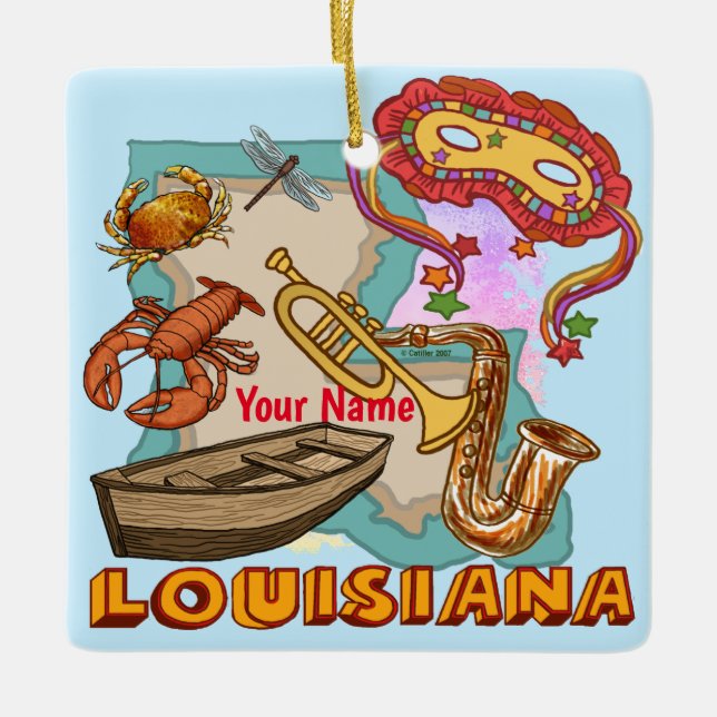 Louisiana Ceramic Ornament (Front)