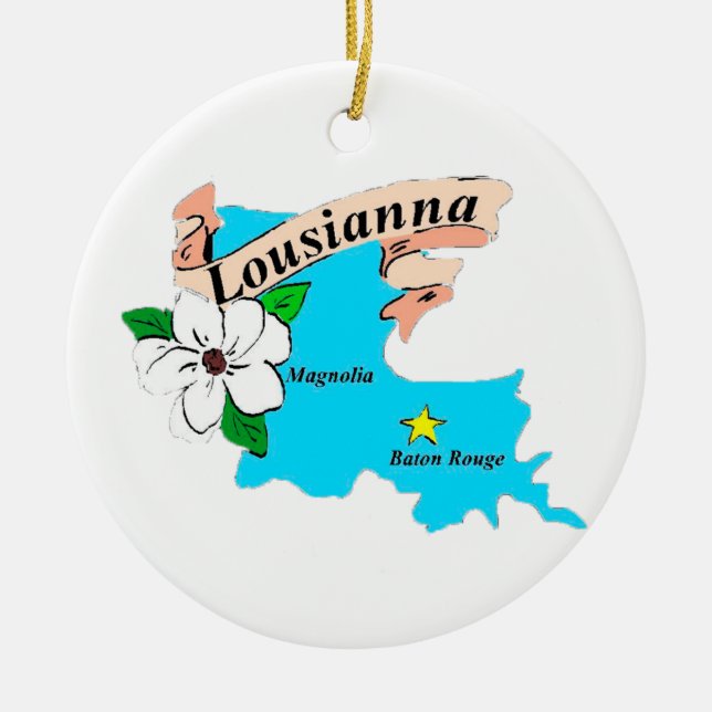 Louisiana Ceramic Ornament (Front)