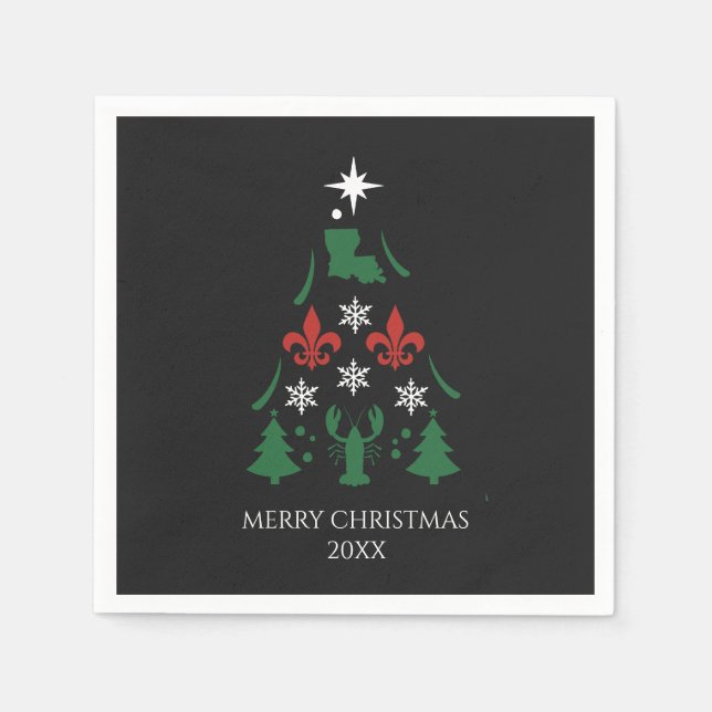 Louisiana Christmas Holiday Cajun  Napkin (Front)