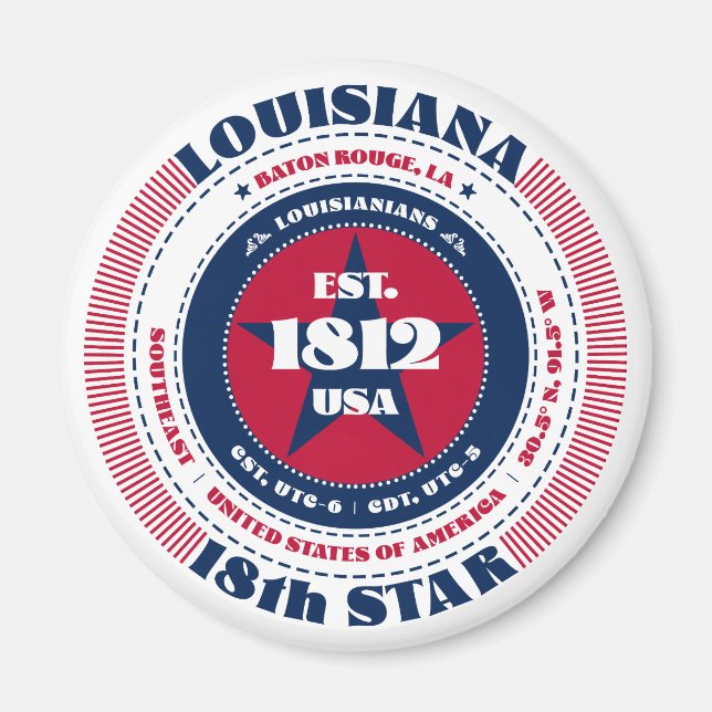 Louisiana Circle Typography Souvenir Magnet (Front)
