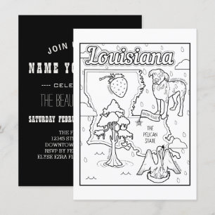 louisiana colour me collage invitation