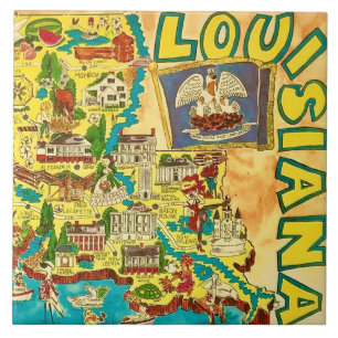  Louisiana Colourful Map Tile