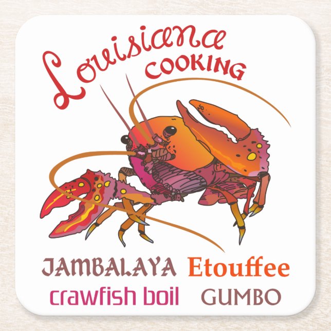 Louisiana Cooking Square Paper Coaster (Front)
