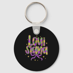 Louisiana Coquette Bow Colourful Mardi Gras Carniv Keychain