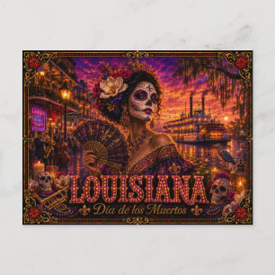 Louisiana Día de los Muertos Retro Postcard