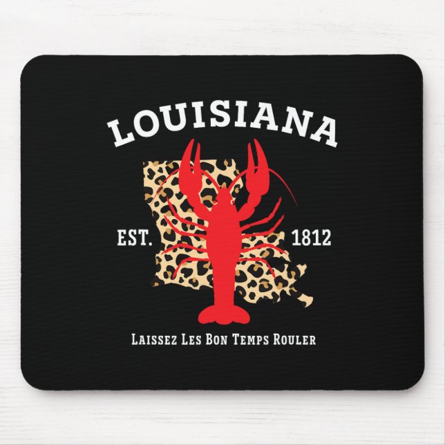 Louisiana Est. 1812 Crawfish Leopard New Orleans M Mouse Pad (Front)