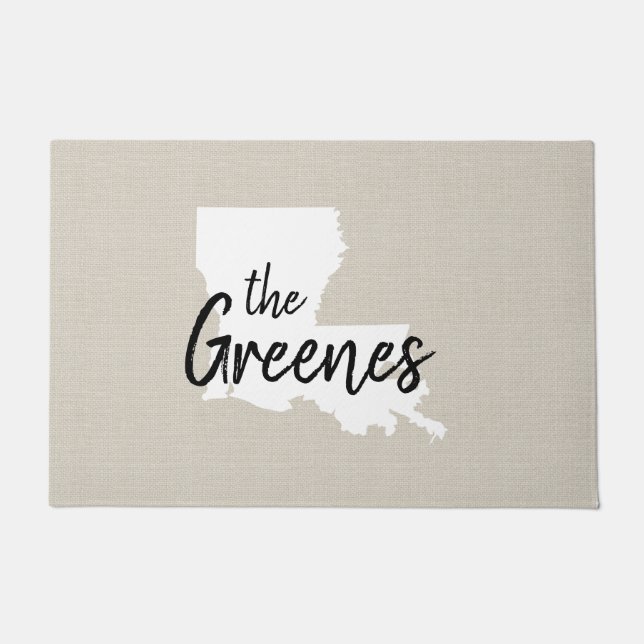 Louisiana Family Monogram State Doormat (Front)